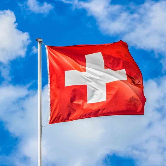 swiss flag in sky