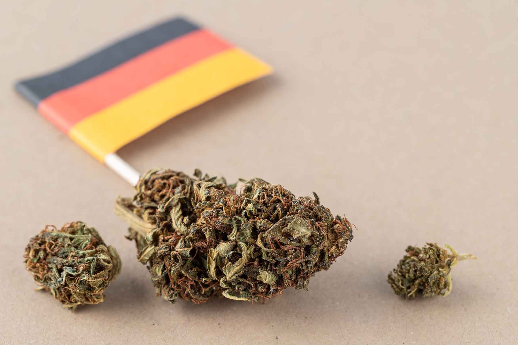 cannabis buds next to german flag
