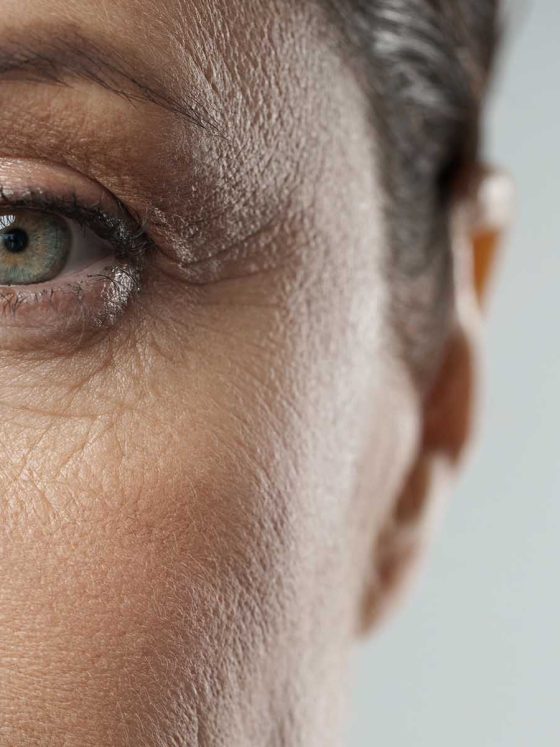 Close-up of aged female eye