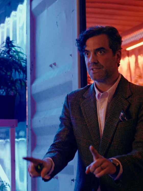 Still from The Gentlemen 2024 showing prop cannabis on screen